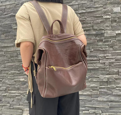 Stylish Leather Backpack for School and Travel