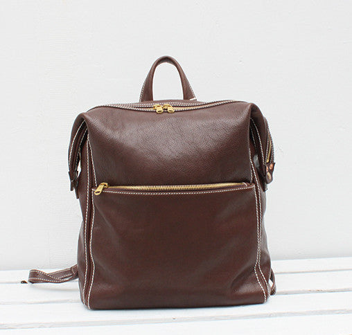 Women's Leather Backpack with Padded Laptop Sleeve