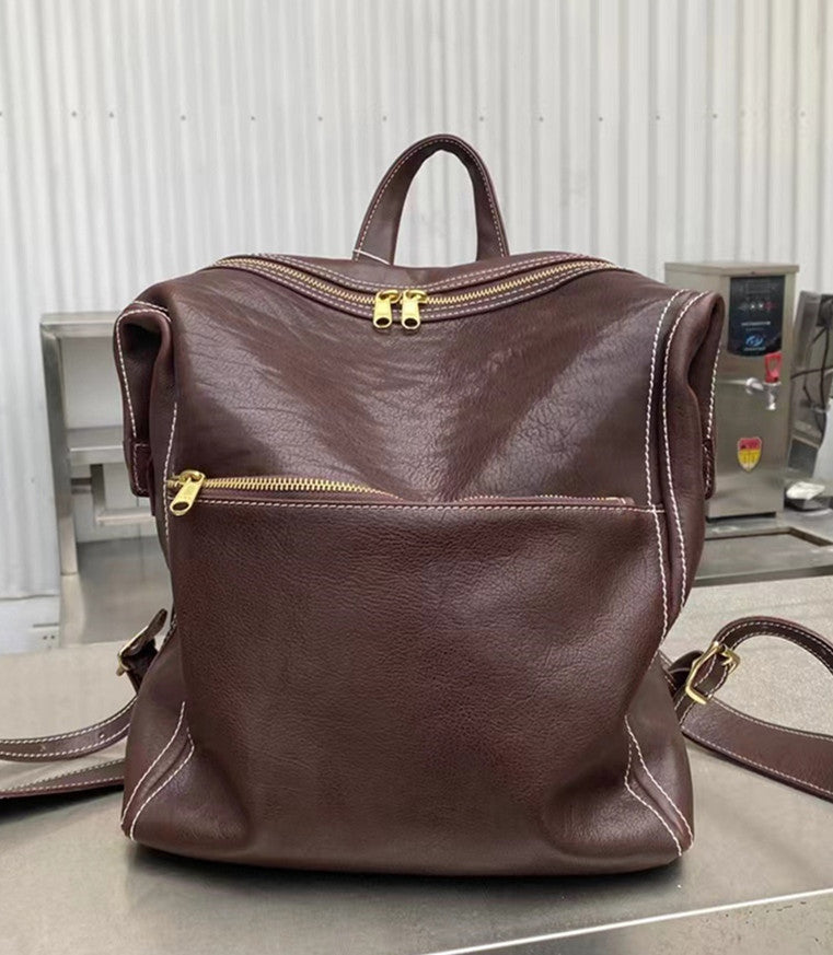 Women's Vintage Leather Backpack for Laptops