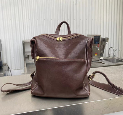 Lightweight Women's Leather Laptop Backpack for Daily Commute