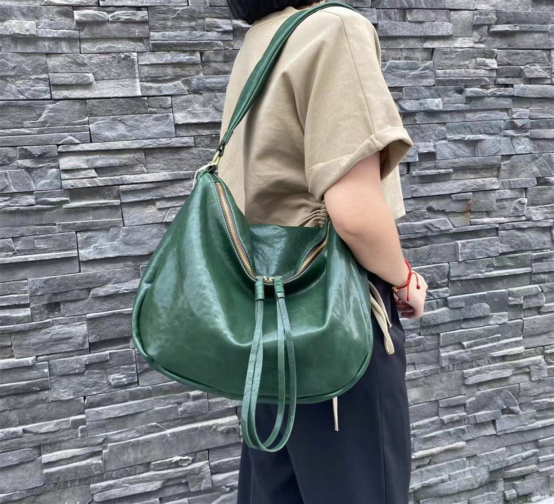 Women's Soft Leather Single Shoulder Bag with Vintage Style