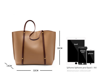 Spacious Soft Leather Tote Bag for Office Essentials and Documents