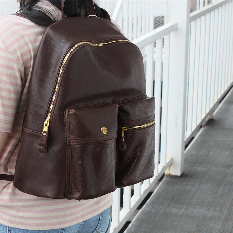 Minimalist Leather School Bag with Ample Storage