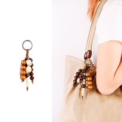 Natural materials arranged into a decorative bag charm