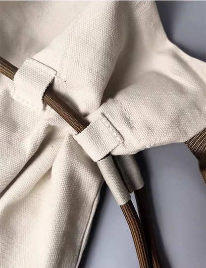 Sustainable backpack styled with casual fashion