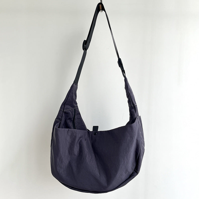 Compact look large capacity hobo pouch for grocery store runs