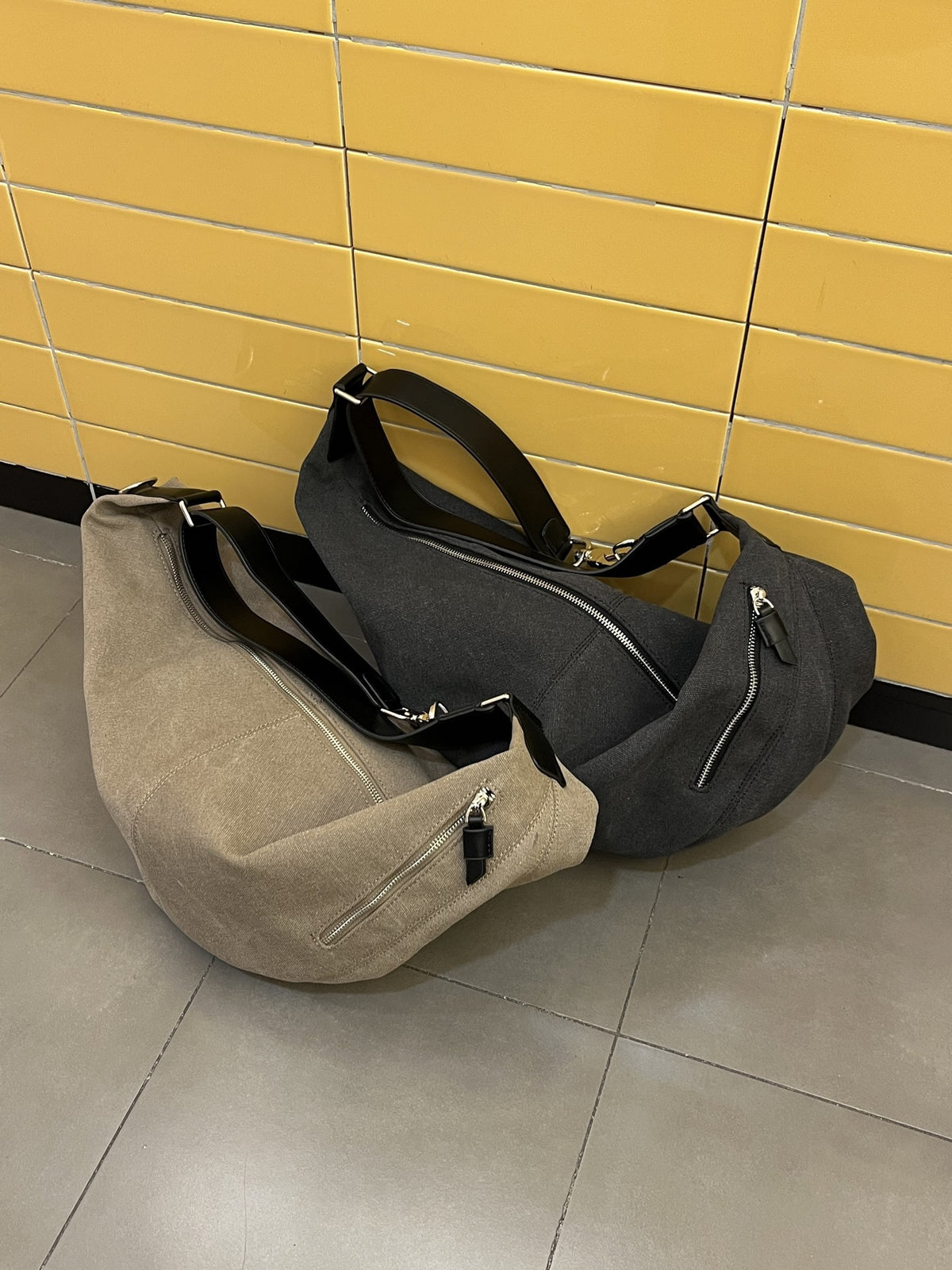 Urban canvas shoulder purse paired with comfortable everyday wear