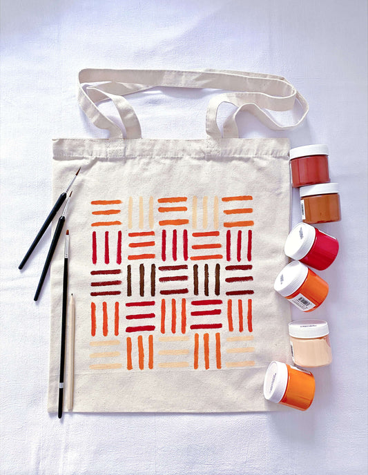 casual cotton tote bag with hand illustrated pattern