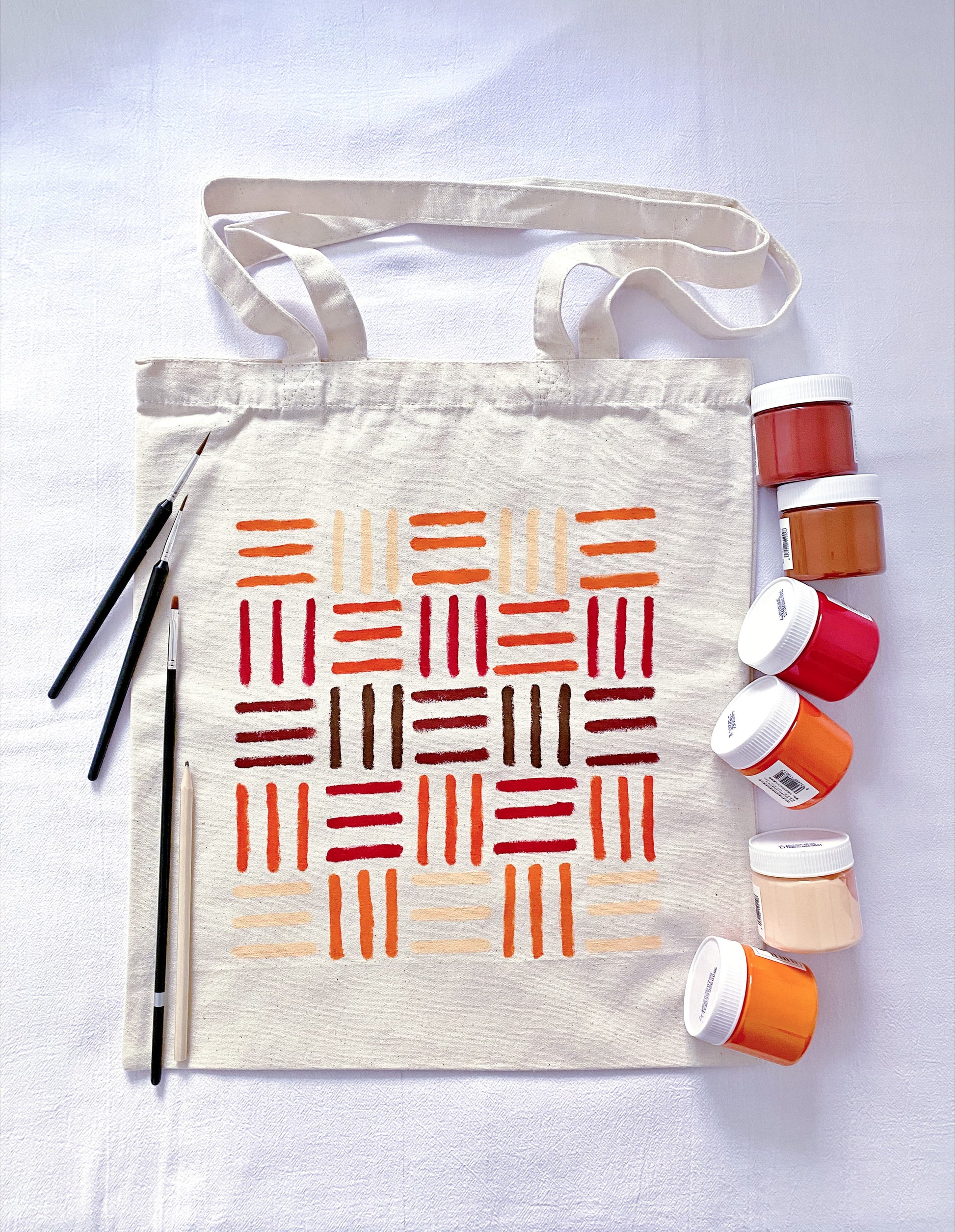 casual cotton tote bag with hand illustrated pattern