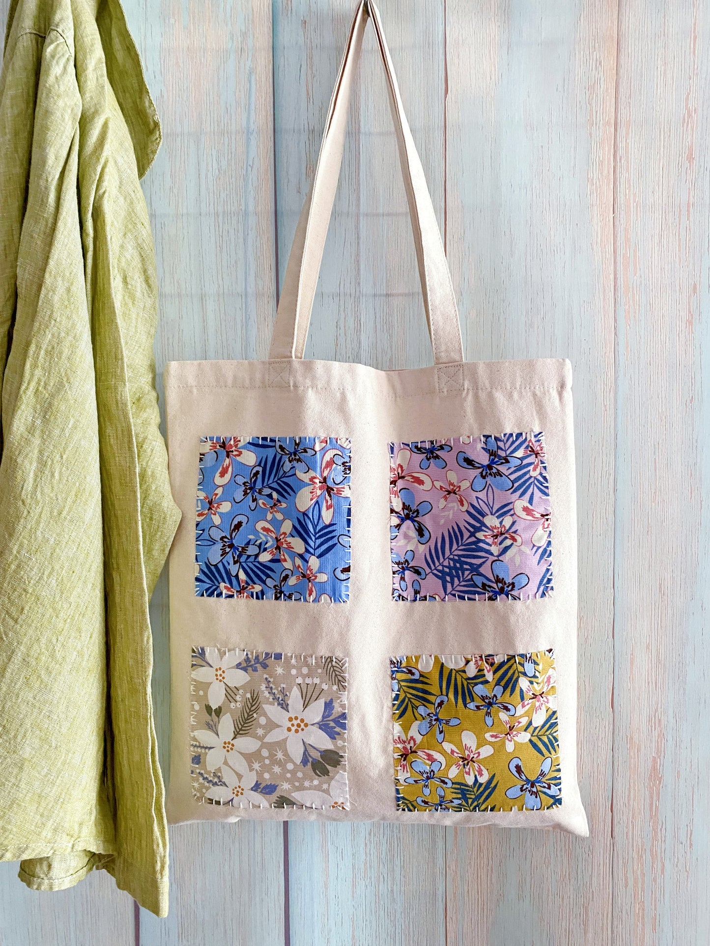 Casual patchwork tote bag for eco-conscious shoppers and everyday use