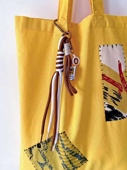 casual everyday tote with handmade-style patch design