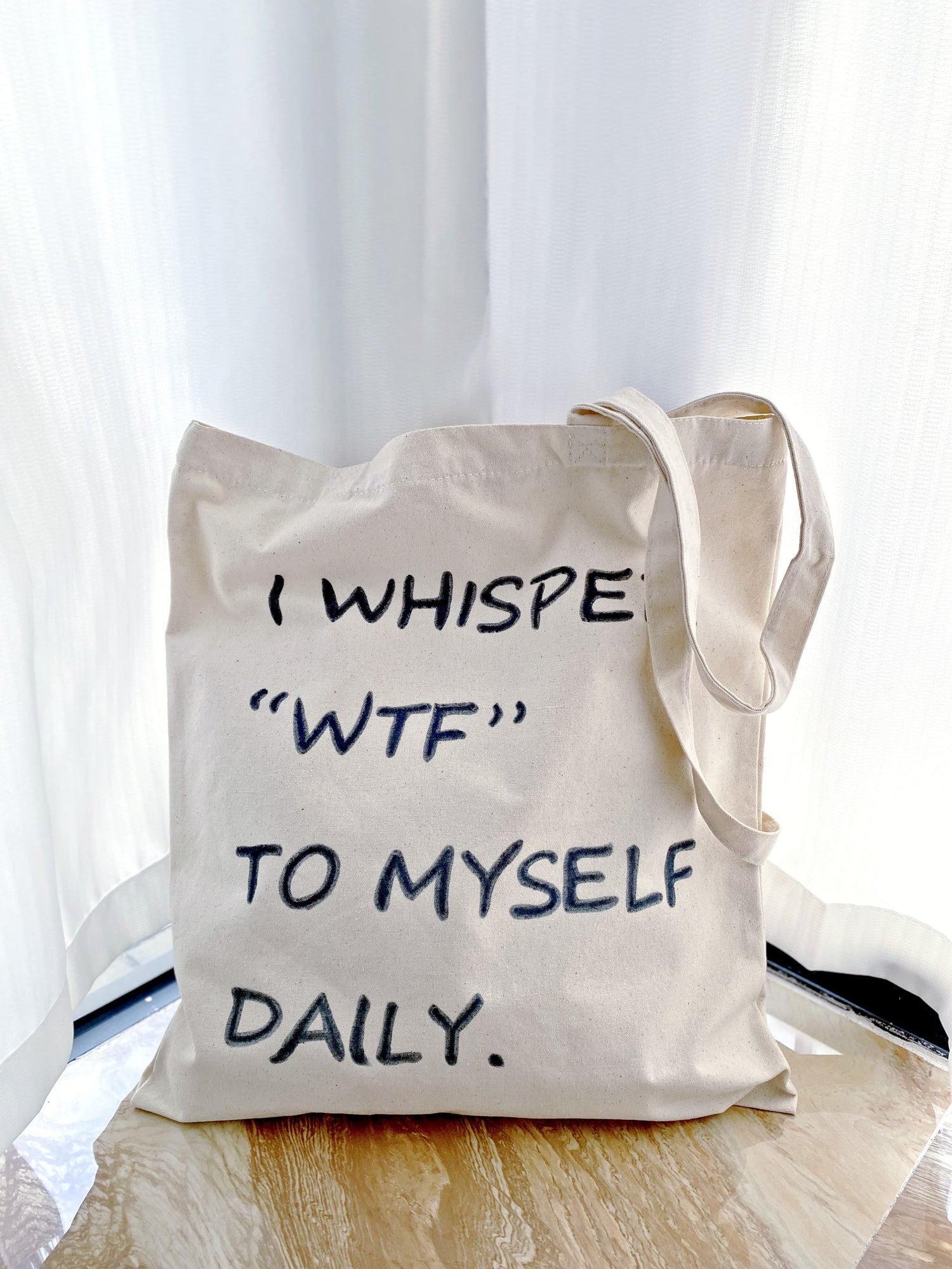 minimalist canvas bag with thoughtful quote