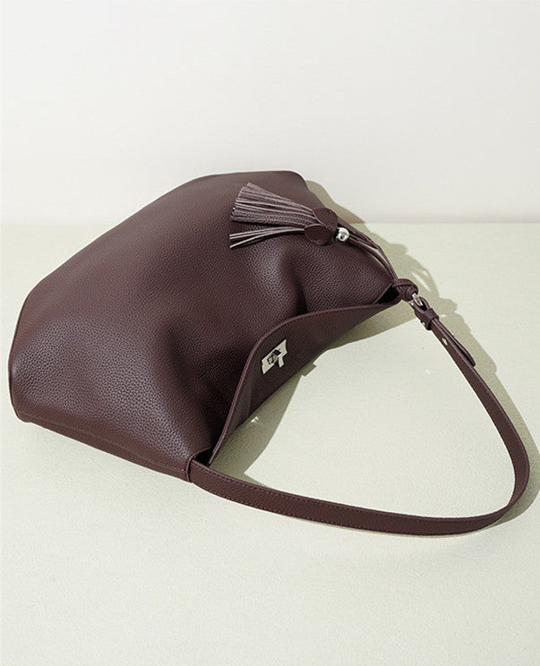 elegant brown leather handbag