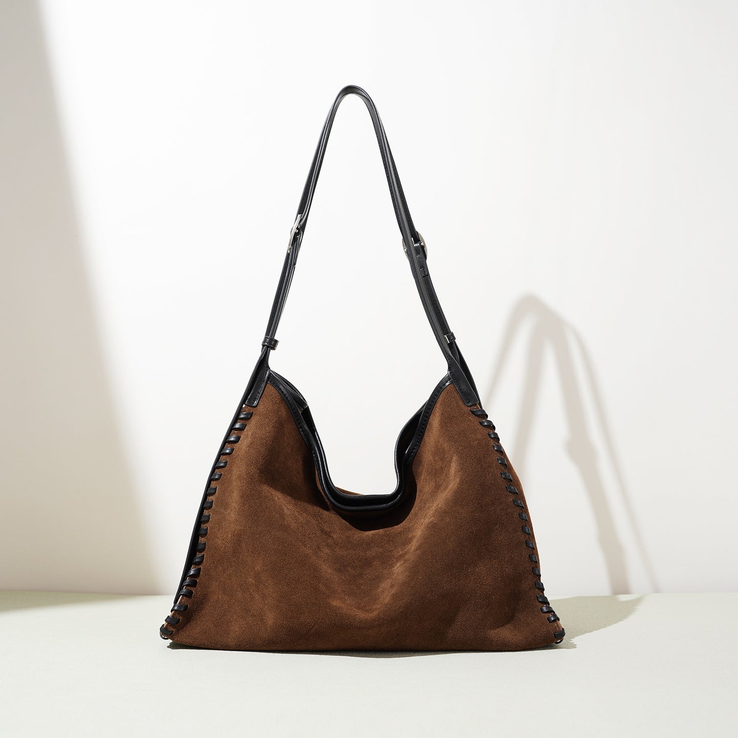 women’s soft suede leather carryall tote