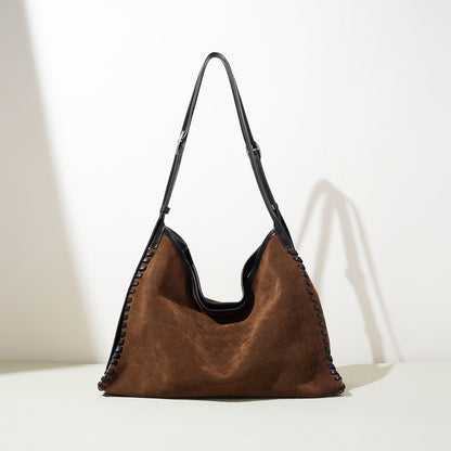 women’s soft suede leather carryall tote