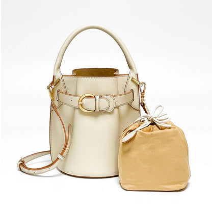 Eco-Friendly Ladies Leather Bucket Bag for Minimalist Style