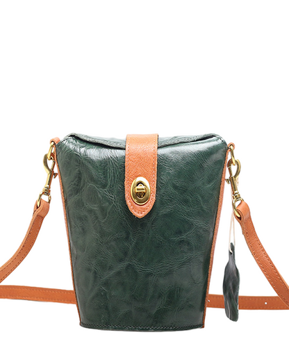 Vintage Leather Bucket Bag for Women woyaza