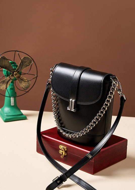 Sleek Leather Bucket Bag for Women