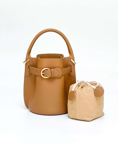 High-Quality Real Leather Bucket Crossbody Bag Single Shoulder Handbag woyaza