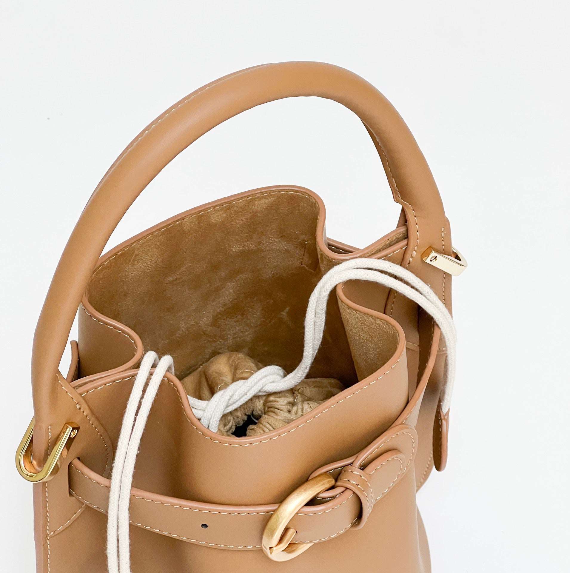 Luxurious Genuine Leather Bucket Bag Crossbody Satchel Purse for Women woyaza