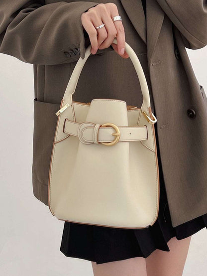 Women's Trendy Real Leather Bucket Handbag Crossbody Purse Satchel Bag woyaza