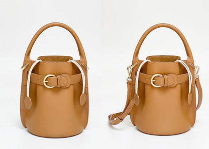 Durable Genuine Leather Bucket Bag Crossbody Satchel Purse for Women woyaza