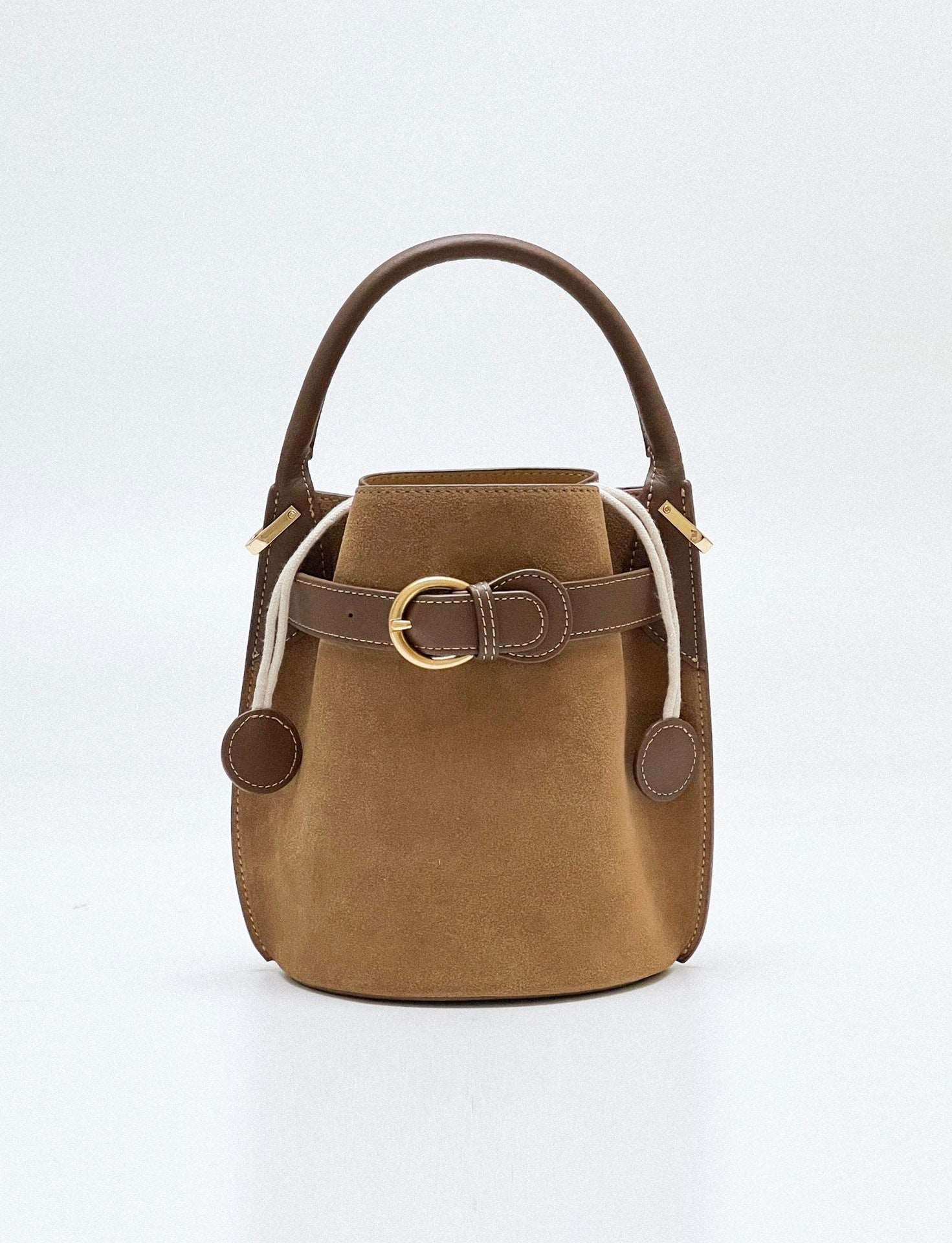 Stylish Real Leather Bucket Crossbody Bag Single Shoulder Handbag woyaza