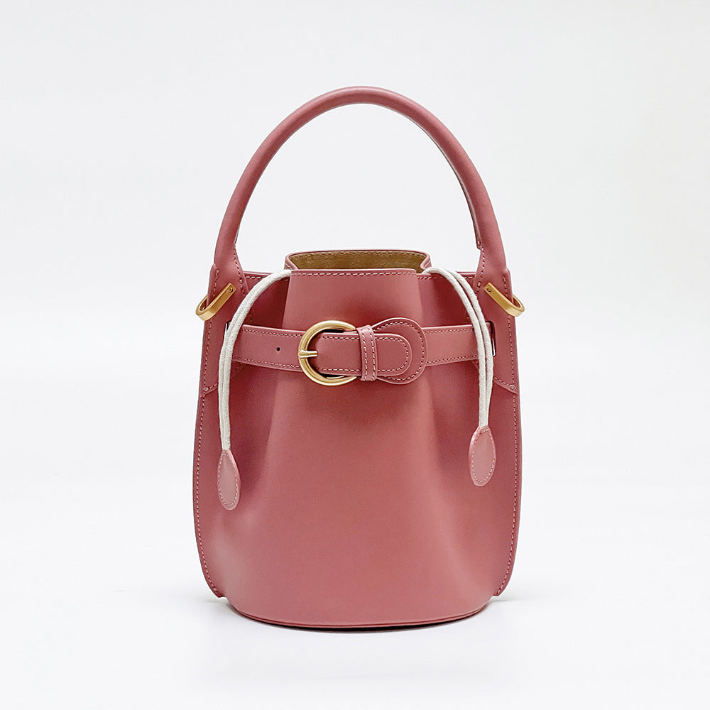 Exquisite Genuine Leather Bucket Bag Crossbody Satchel for Her Fashion woyaza