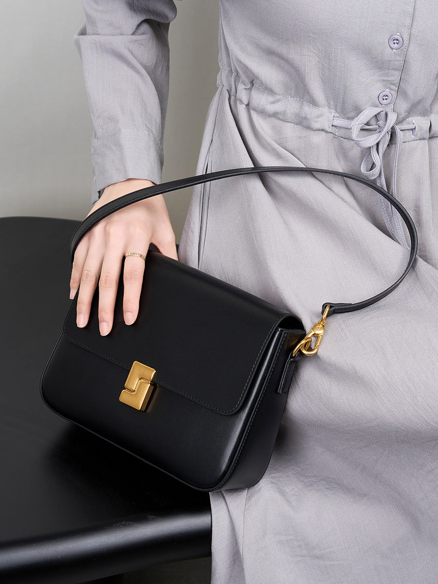 Fashionable Square Shape Women's Messenger Bag with Flap Closure