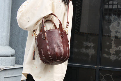Timeless Leather Bucket Bag for Women with Drawstring Closure