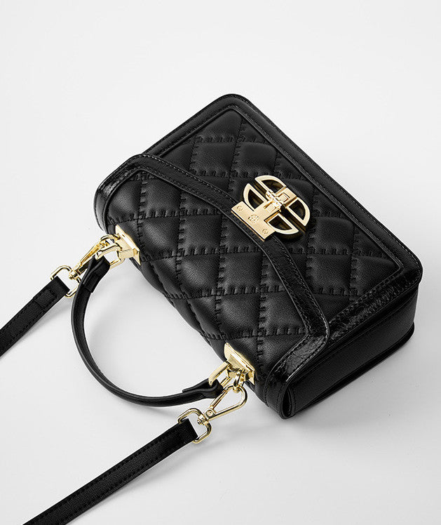 Modern Ladies Leather Shoulder Bag with Grid Design