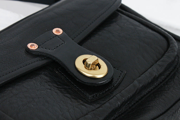 Compact Vintage Leather Messenger Bag for Women