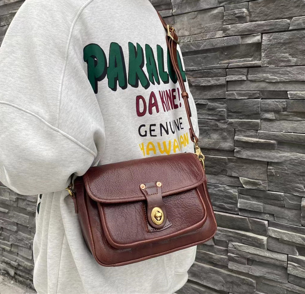 Retro Leather Satchel Handbag for Women