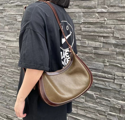 Fashionable Retro Leather Messenger Bag with Adjustable Strap