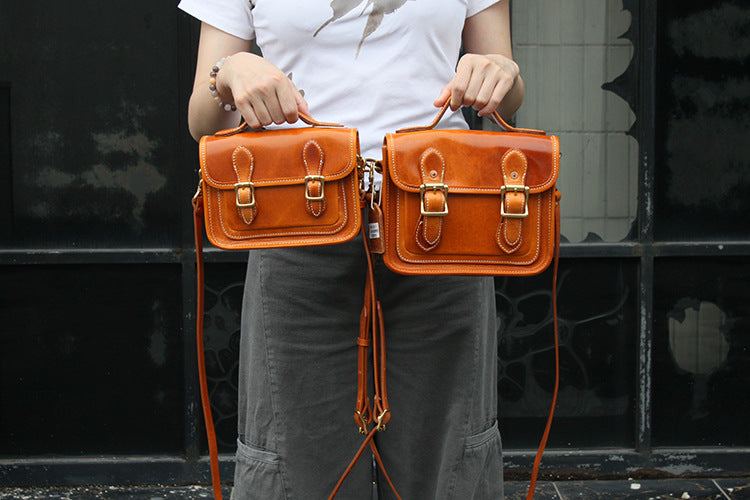 Women's Messenger Bag with Antique Brass Hardware