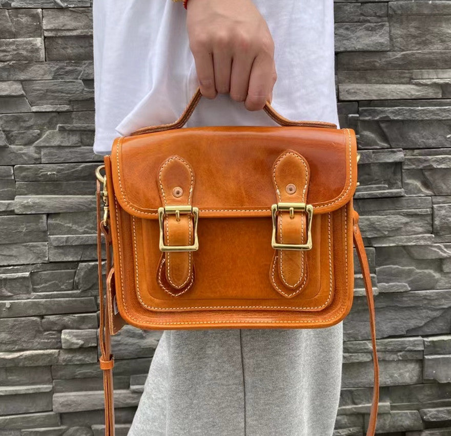 Genuine Leather Women's Messenger Bag with Adjustable Strap