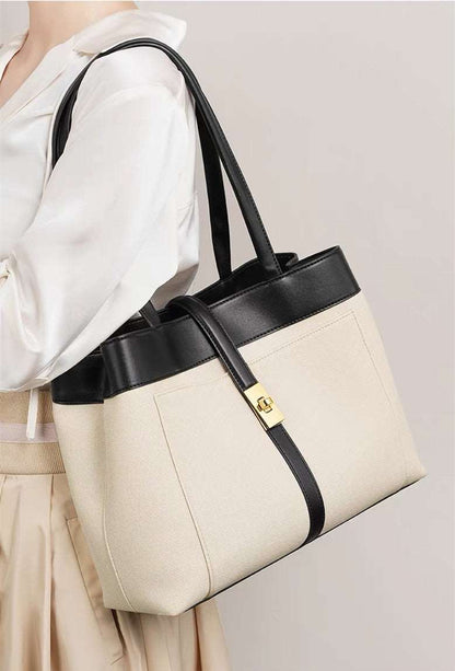 trendy leather tote bag