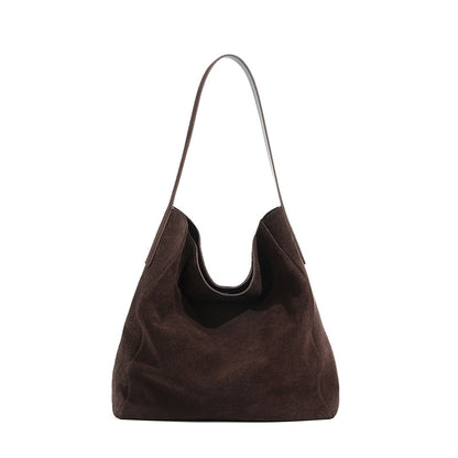 Women’s Spacious Suede Leather Tote Bag for Work and Shopping