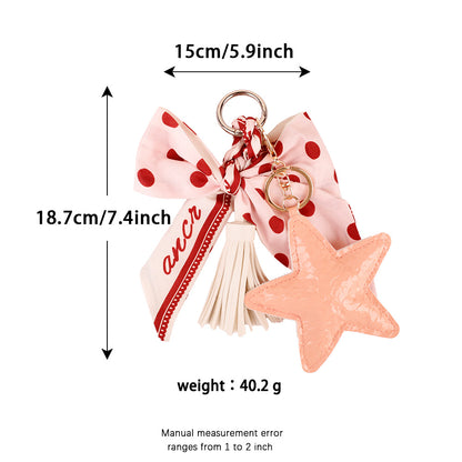 Pink decorative bow keychain for everyday keys