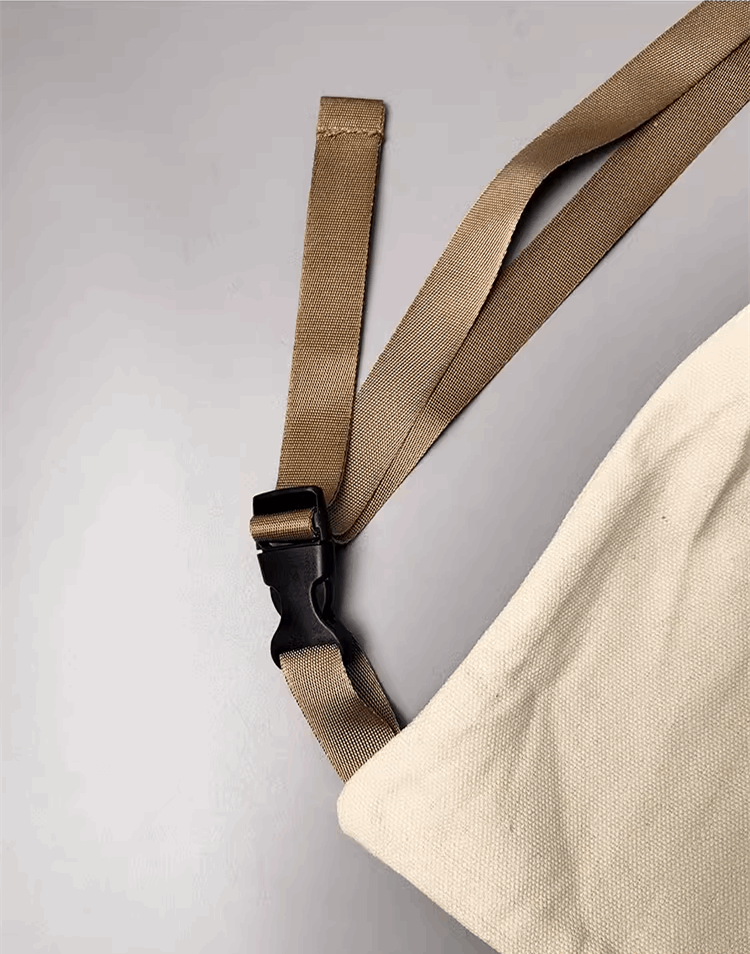 Canvas backpack with handcrafted aesthetic on nature walk