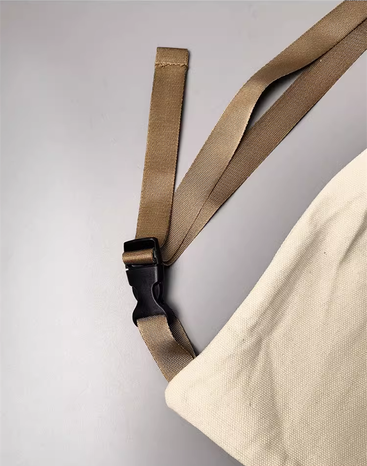 Canvas backpack with handcrafted aesthetic on nature walk