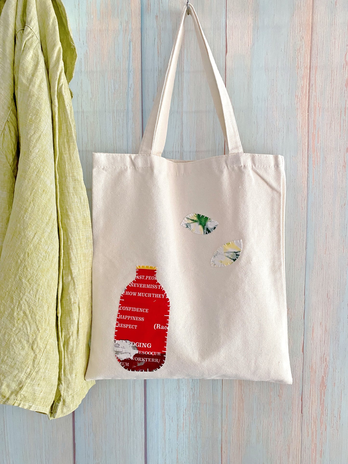 Sustainable cotton canvas tote carried while walking through urban streets