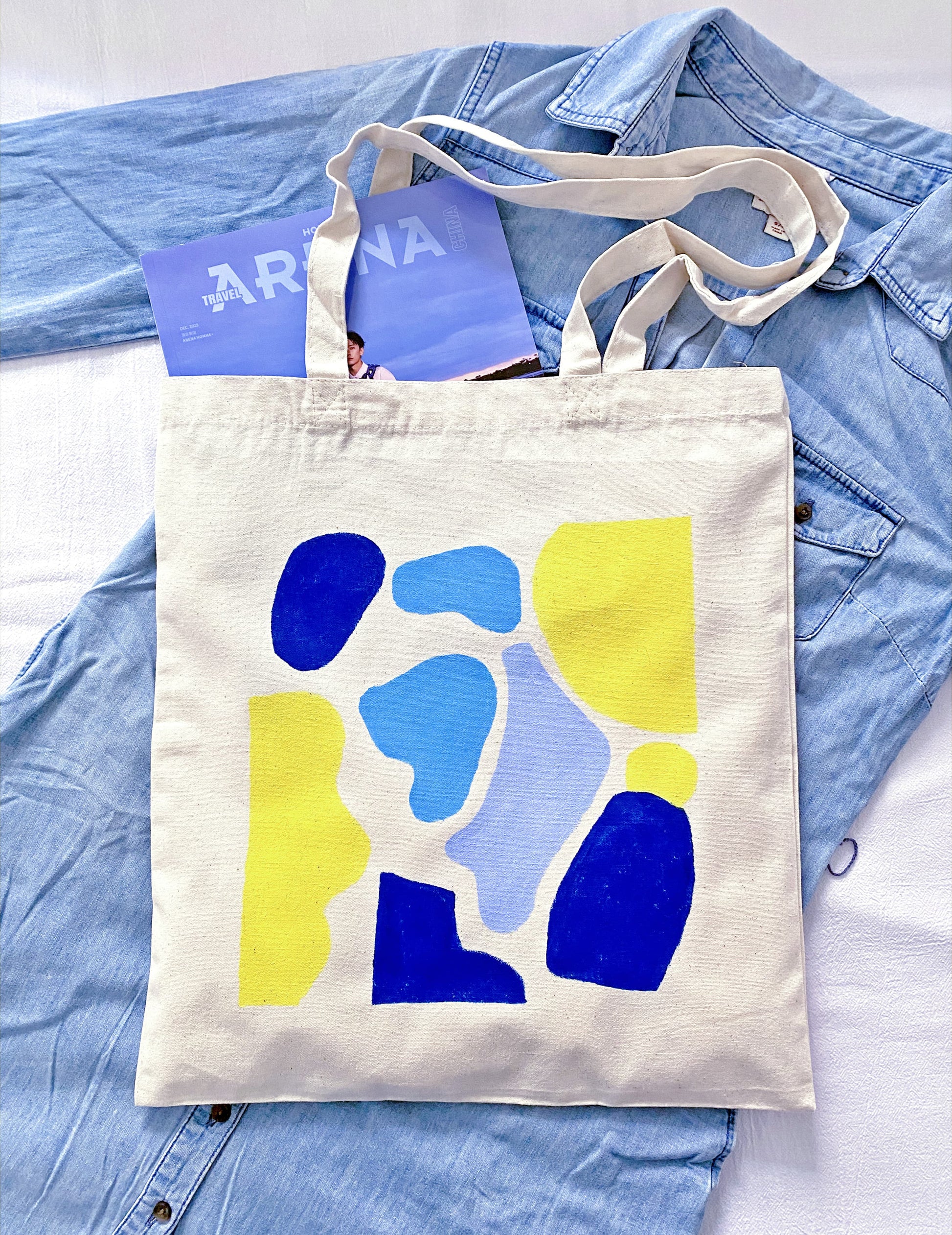 cotton canvas tote bag featuring an original hand-drawn illustration