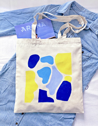 cotton canvas tote bag featuring an original hand-drawn illustration