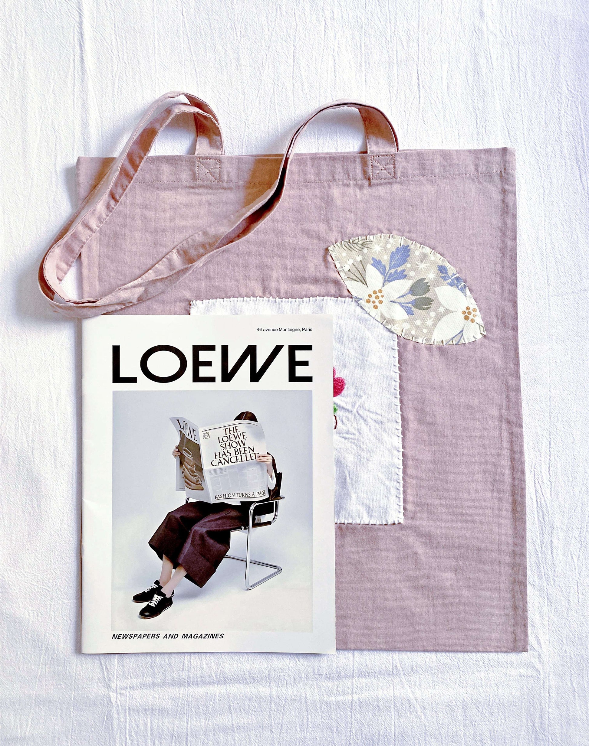 Natural Cotton Tote with Floral Needlework