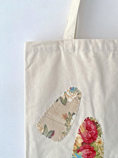 Unique patchwork canvas tote suitable for casual work-from-home days