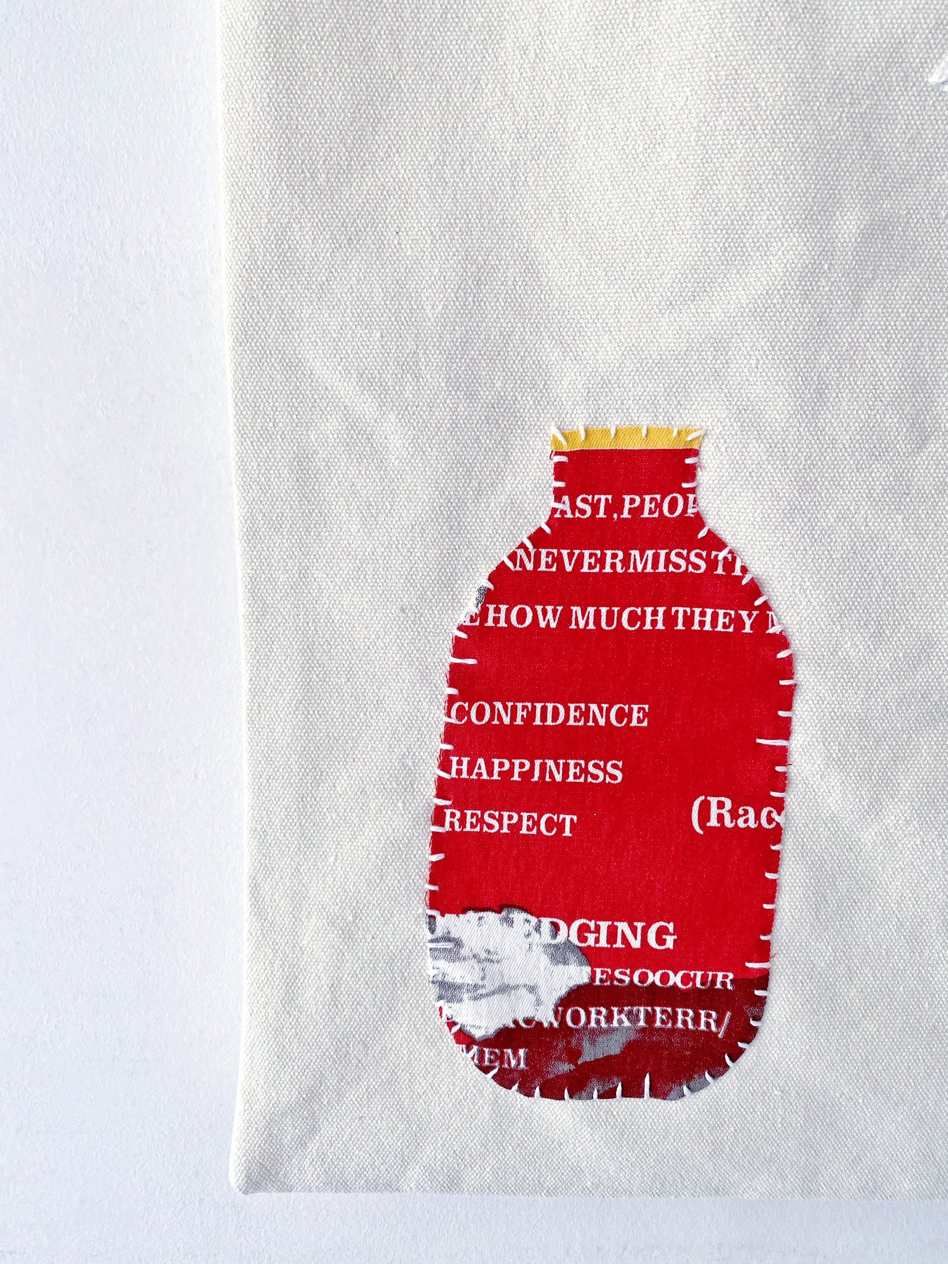 Durable, stylish tote with handmade patchwork design, perfect for carrying your essentials in a sustainable way.