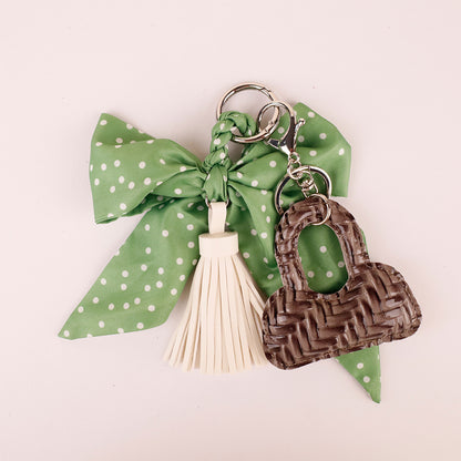 Cute silk style ribbon charm key holder for women daily essentials
