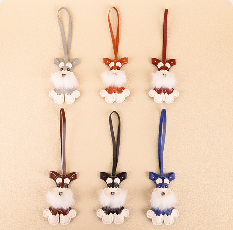 Cute Schnauzer puppy pendant for everyday bag decoration