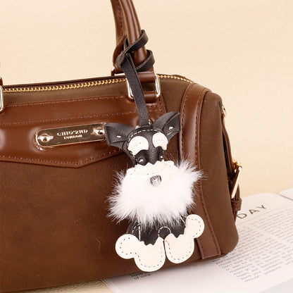 Christmas Schnauzer pendant with a soft plush dog design